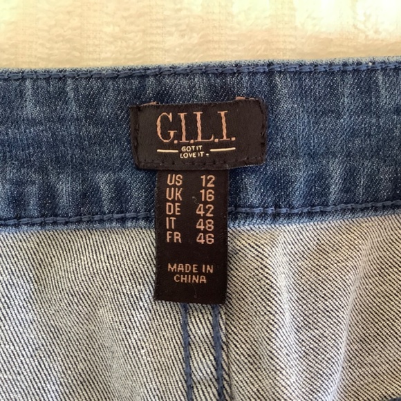 G.I.L.I Boho Retro Dual Stretch Button Flare Jeans Medium Blue Wash SZ 12 - Picture 9 of 16